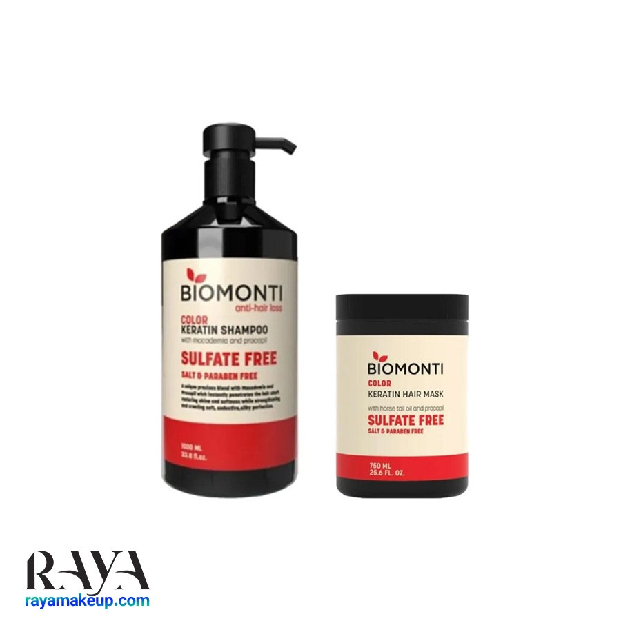 شامپو بدون سولفات و ضد ریزش کالر کراتین مخصوص موهای رنگ شده بیومونتی Biomonti Color Keratin Shampoo