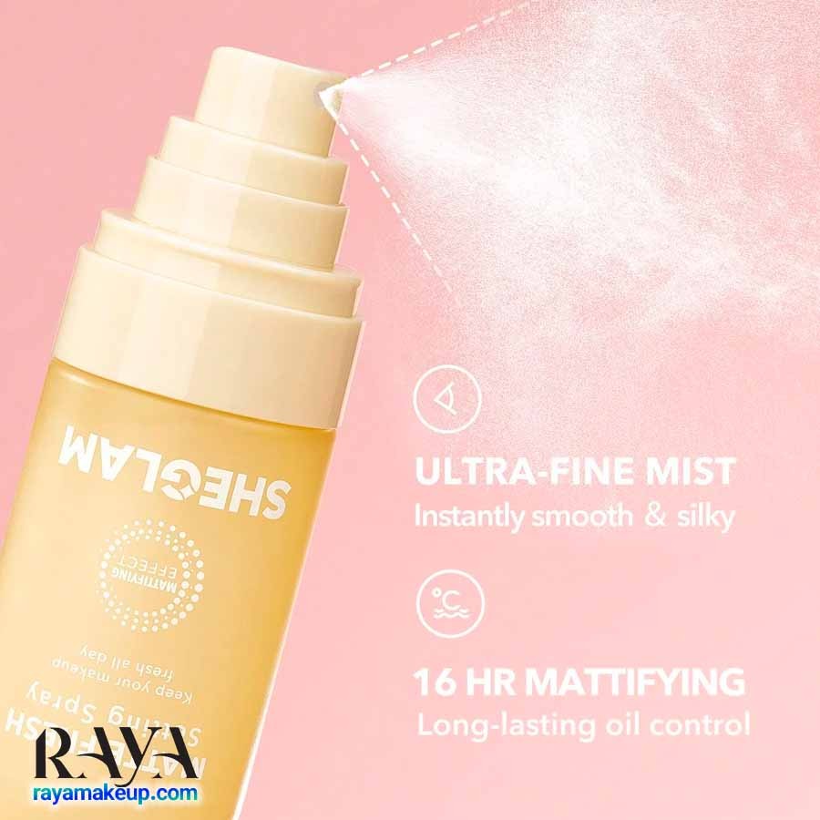 اسپری فیکس کننده آرایش شیگلم مدل مات فرش زرد Sheglam Matte Fresh Setting Spray