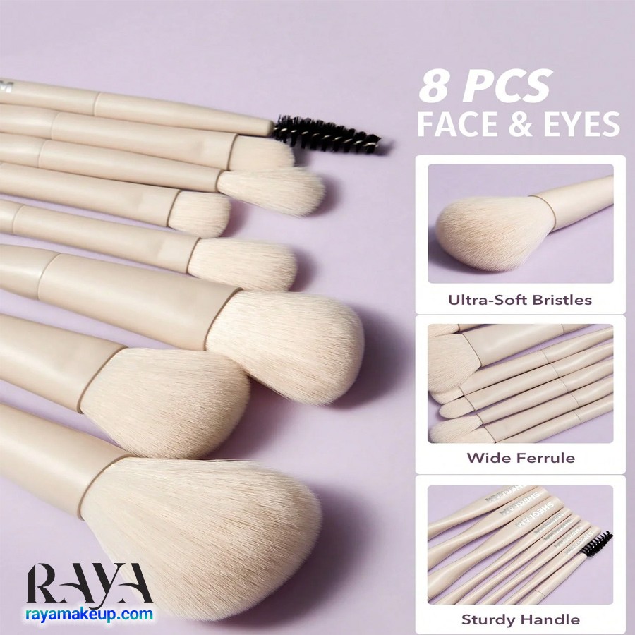 ست براش 8 عددی صورت و چشم مدل پرو کور شیگلم رنگ بژ  Sheglam Pro Core Brush Kit