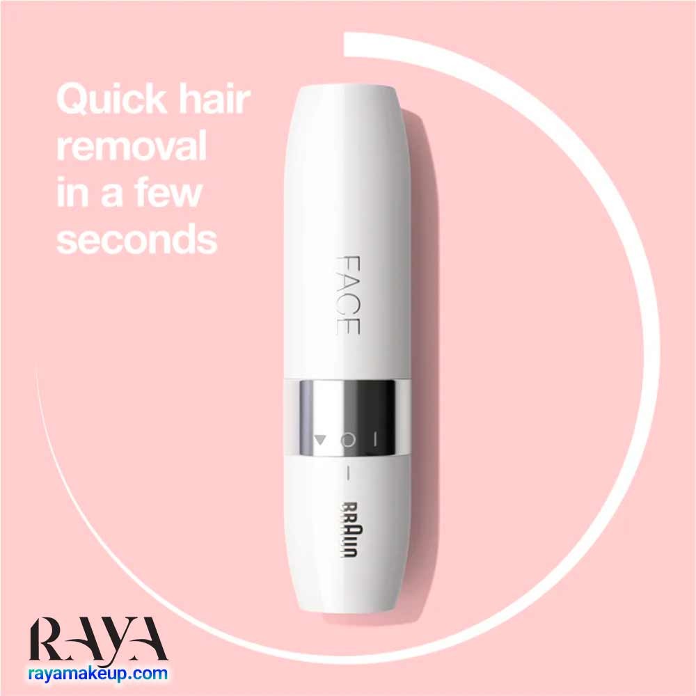 ماشین اصلاح موهای زائد صورت بانوان براون FS1000 هلو فیس گودبای هیر Braun Face Mini hair remover FS1000 with Smartlight, white