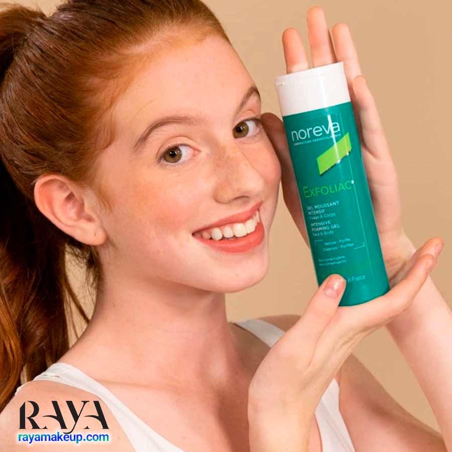ژل شستشو و لایه بردار صورت ضد جوش و ضد لک اکسفولیاک نوروا Noreva Exfoliac Intensive Foaming Gel