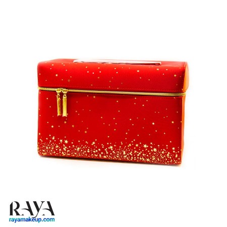 کیف آرایش صندوقی و پارچه ای قرمز با طرح ستاره طلایی استی لادر