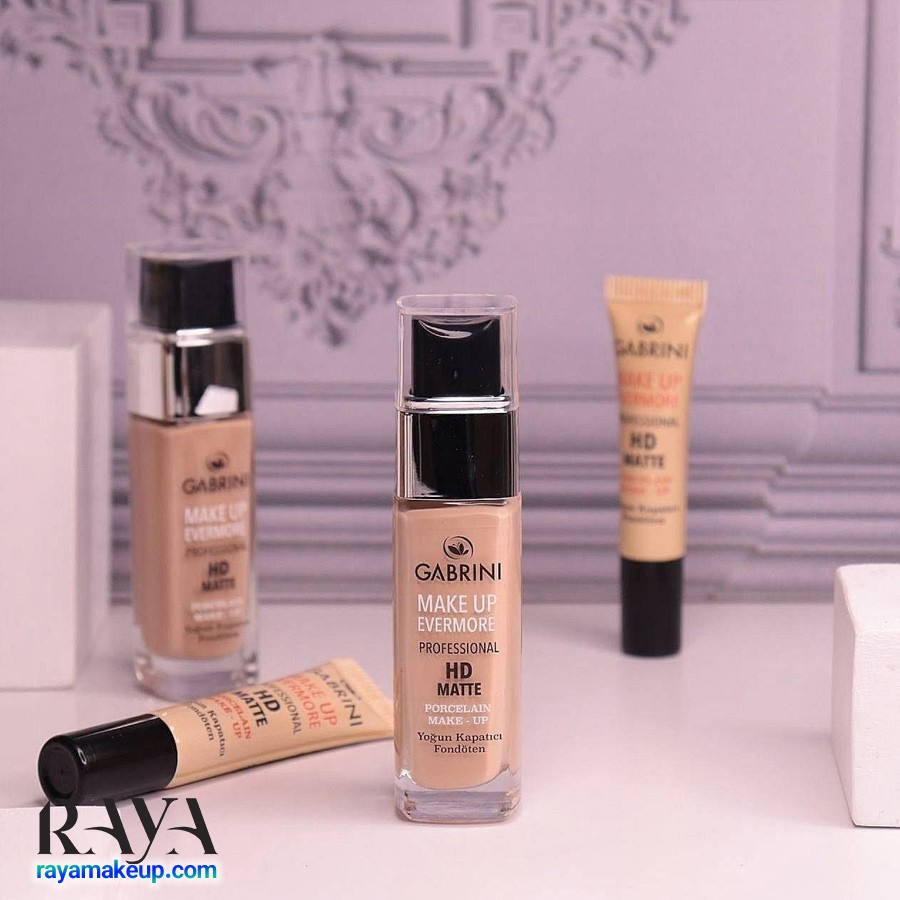 کرم پودر شیشه ای اچ دی مات گابرینی مدل میکاپ اورمور پروفشنال Gabrini HD Matte Foundation