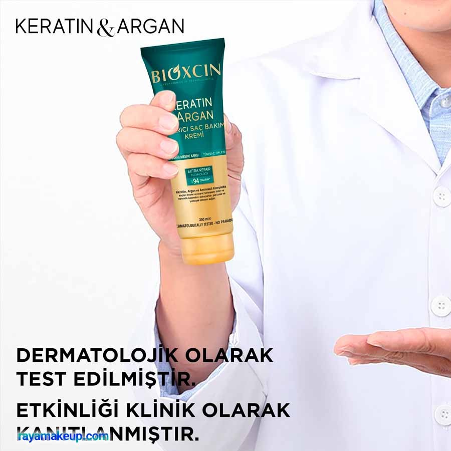 ماسک مو ترمیم کننده و مرطوب کننده حاوی کراتین و روغن آرگان بیوکسین Bioxcin Keratin & Argan Onarıcı Saç Bakım Kremi