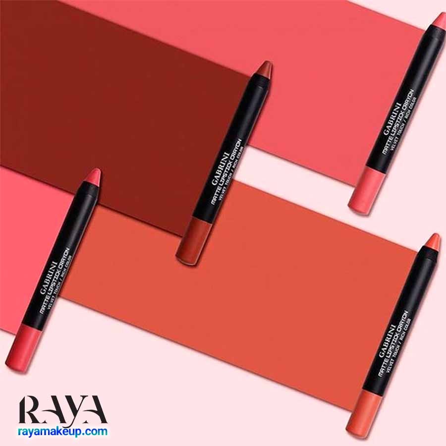 رژ لب مدادی مات و مخملی و مرطوب کننده گابرینی مدل مت لیپستیک کرایون Gabrini Matte Lipstick Crayon