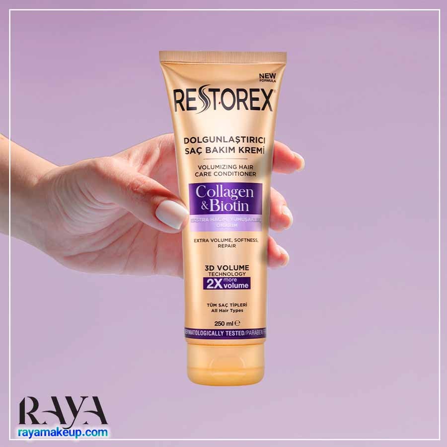 ماسک نرم کننده و حجم دهنده مو حاوی کلاژن و بیوتین رستورکس Restorex Collagen Biotin Dolgunlaştırıcı Etkili Saç Kremi