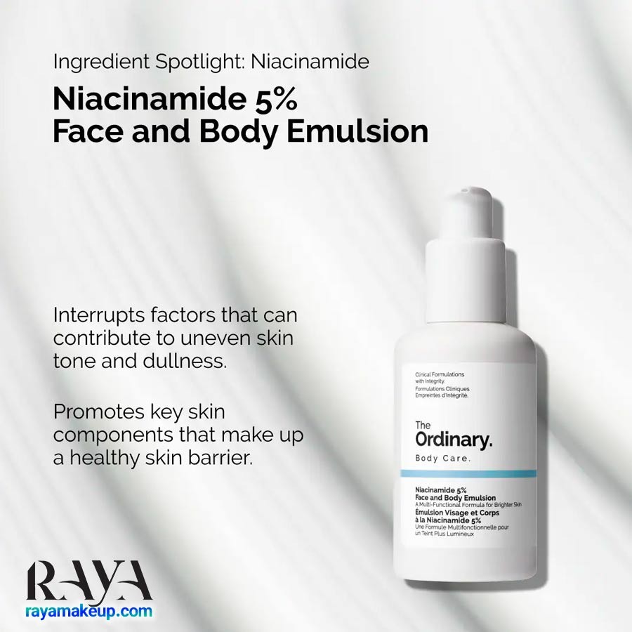 امولسیون نیاسینامید 5% صورت و بدن اوردینری The Ordinary Niacinamide 5% Face and Body Emulsion