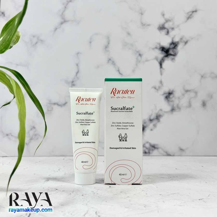 کرم ترمیم کننده و التیام بخش پوست آسیب دیده صورت و بدن مدل سوکرالفیت راکوتن Racuten Sucralfate Cream For Damaged And Irritated Skin