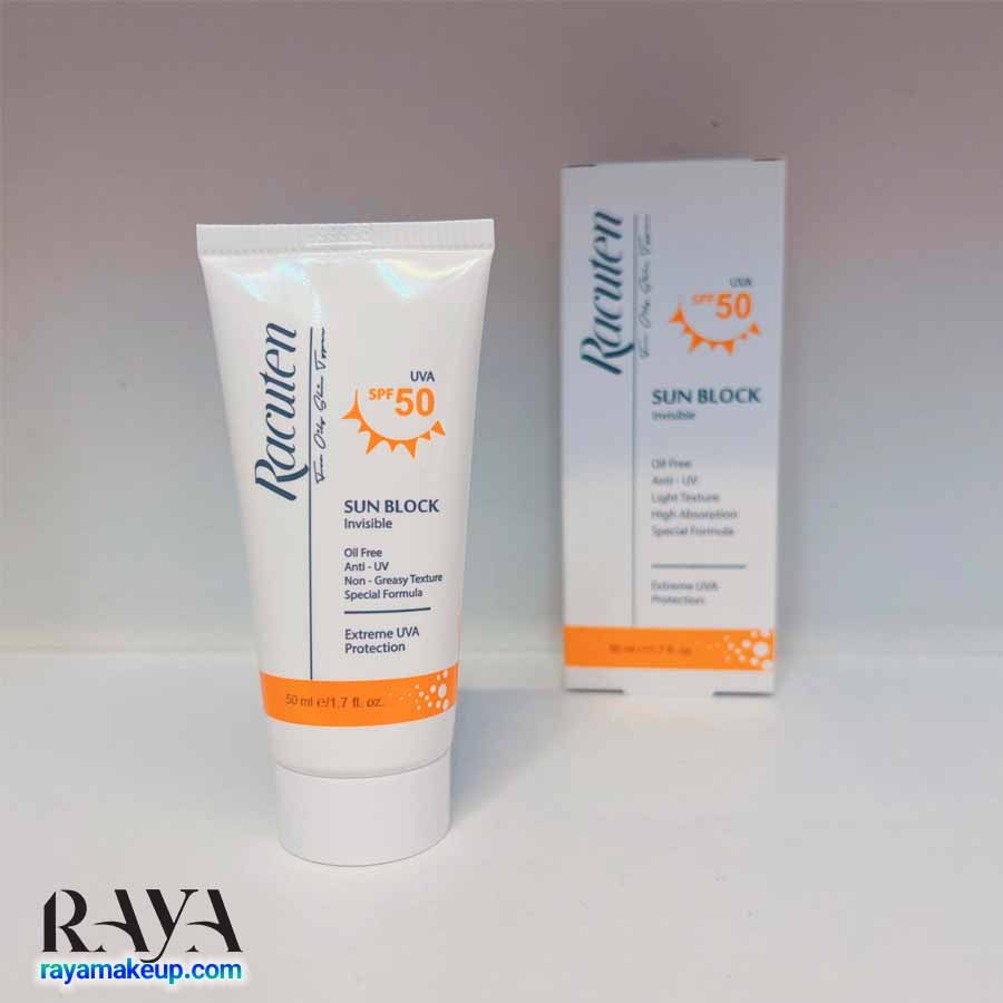 کرم ضد آفتاب بی رنگ راکوتن مناسب پوست چرب و مختلط Racuten Sunblock Cream For Oily And Combination Skin SPF50 