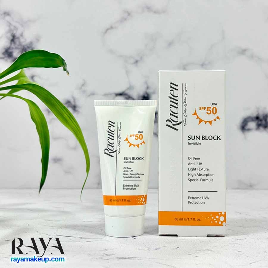 کرم ضد آفتاب بی رنگ راکوتن مناسب پوست چرب و مختلط Racuten Sunblock Cream For Oily And Combination Skin SPF50