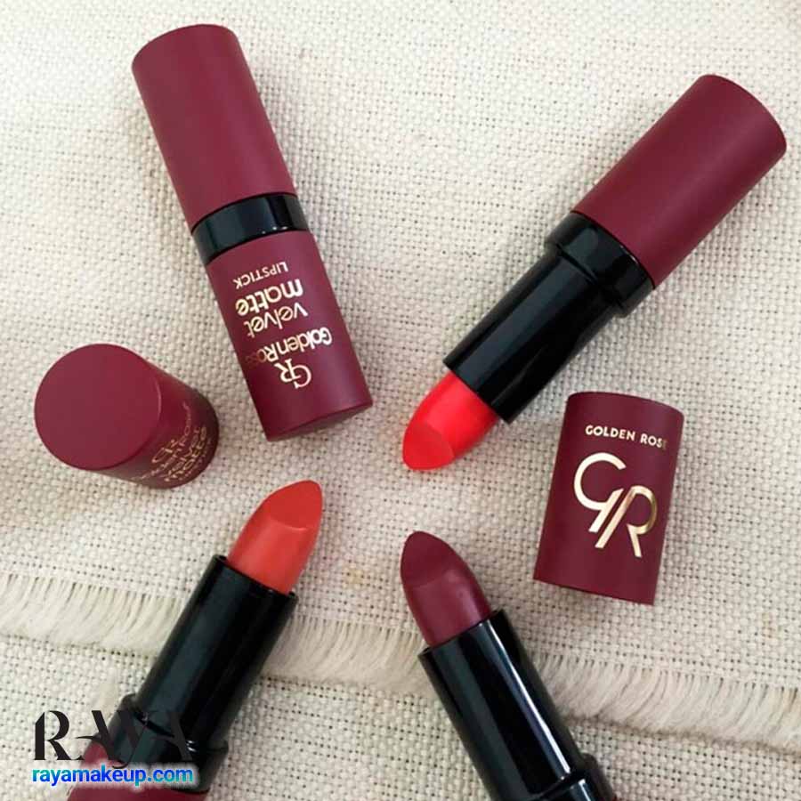 رژ لب جامد مات مخملی گلدن رز مدل ولوت مت Golden Rose Velvet Matte Lipstick