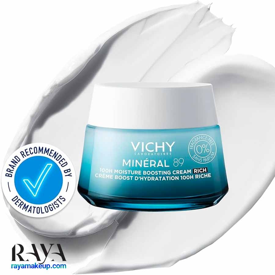 کرم مرطوب کننده مینرال 89 ویشی مدل ریچ  100 ساعته Vichy Minéral 89 100H Hyaluronic Acid Rich Hydrating Cream