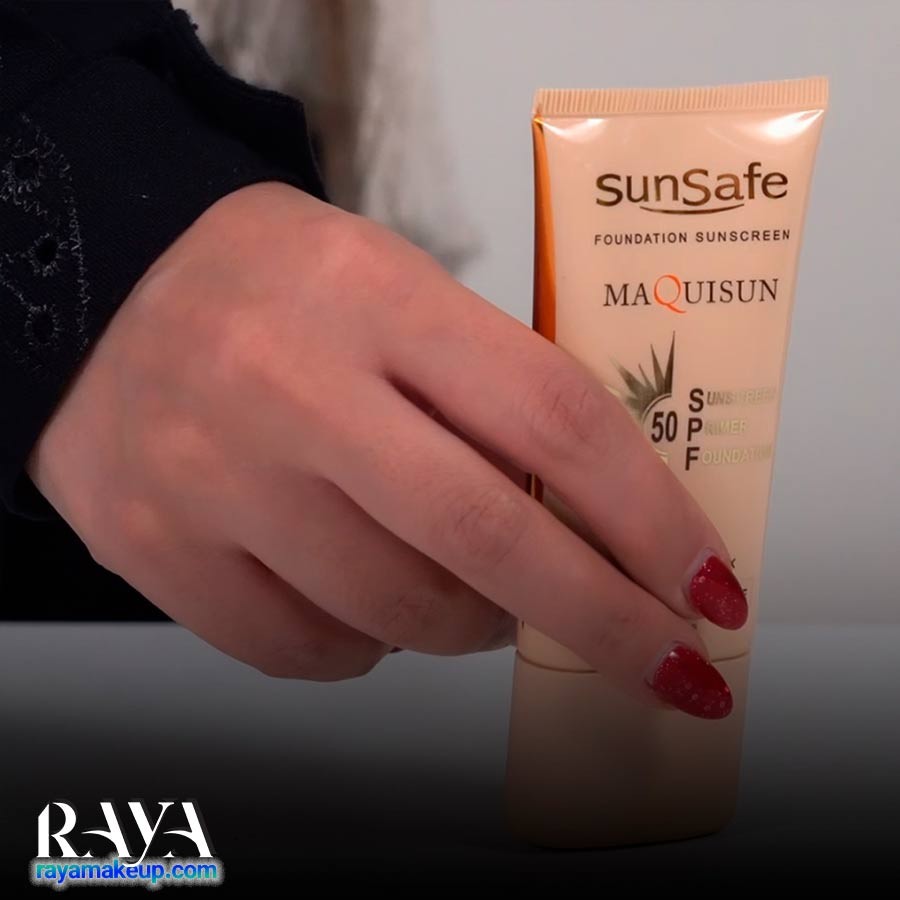 ضد آفتاب کرم پودری و پرایمری سان سیف فاقد چربی Sunsafe Maquisun Spf50 Sunshield Cream