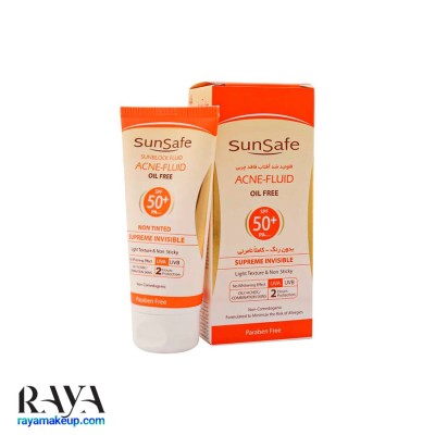 فلوئید ضد آفتاب بی رنگ و فاقد چربی سان سیف با +SPF50