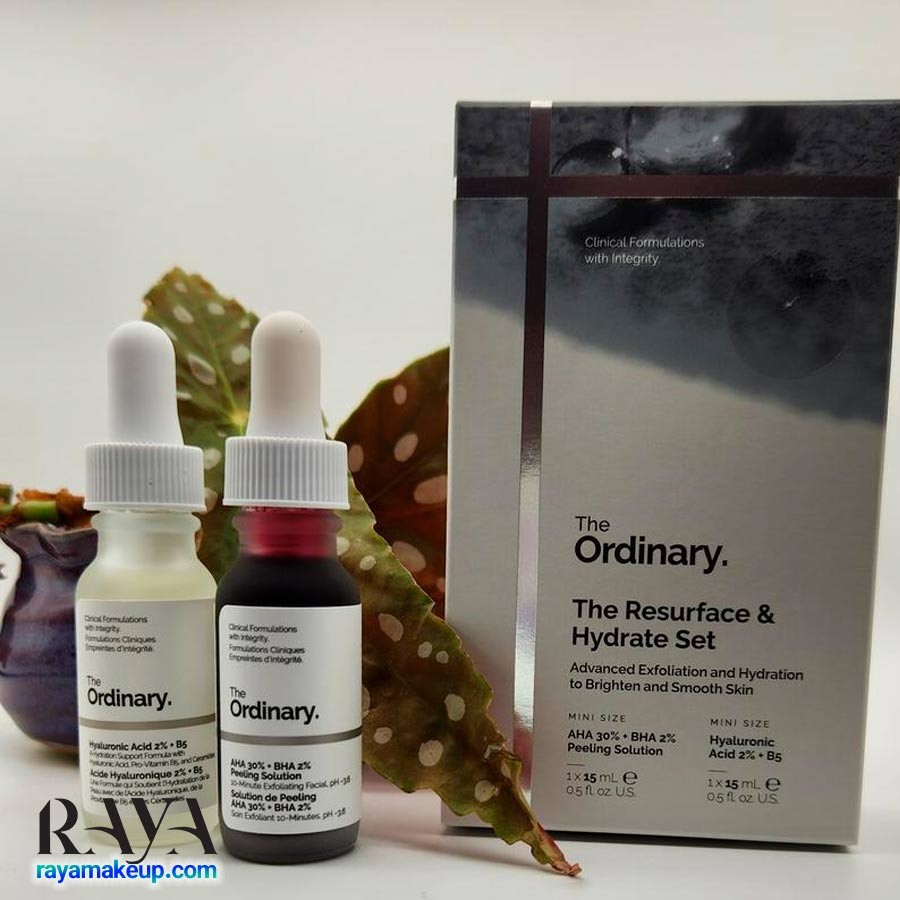 ست سرم پیلینگ سلوشن AHA و BHA و سرم هیالورونیک اسید و B5 اوردینری The Ordinary The Resurface & Hydrate Set