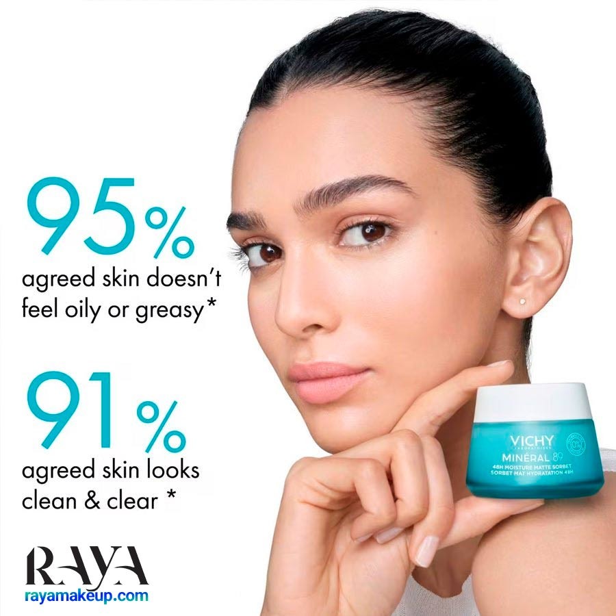 کرم مرطوب کننده مات کننده 48 ساعته مینرال 89 ویشی Vichy Mineral 89 48H Matte Sorbet Face Cream