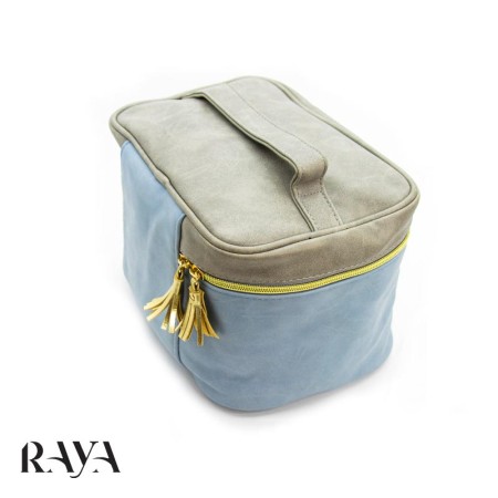 کیف آرایشی آبی خاکستری آلتا بیوتی با زیپ طلایی