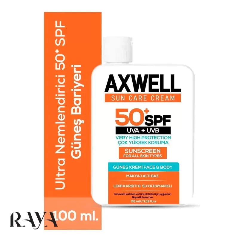 کرم ضد آفتاب ضد لک با محافظت فوق العاده بالا و SPF 50 + آکسول آرسی کازمتیک Rc Kozmetik Axwell Sun Care Cream Leke Karşıtı Güneş Kremi Çok Yüksek Koruma Spf 50+ 