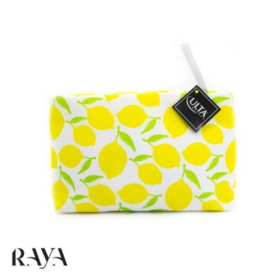 کیف لوازم آرایشی برزنتی با طرح لیمو و رنگ سفید و زرد آلتا بیوتی