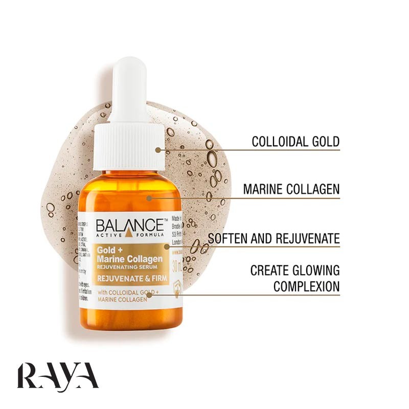 سرم جوانساز پوست حاوی طلا و کلاژن دریایی بالانس Balance Skincare Gold + Marine Collagen Rejuvenating Serum