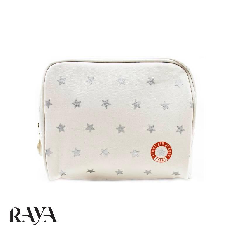 کیف لوازم آرایشی سفید و نقره ای با طرح ستاره فرست اید بیوتی