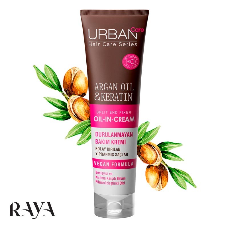 کرم مو ترمیم کننده حاوی روغن آرگان و کراتین اربن کر Urban Care Hair Care Series Argan Oil&Keratin Split And Fixer Oil-In-Cream 